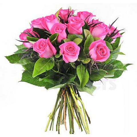 12 Hot Pink Roses Delivery