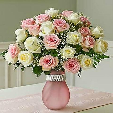 19 White and Pink Roses  