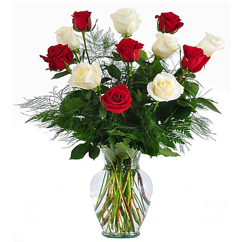 red and white roses bouquet